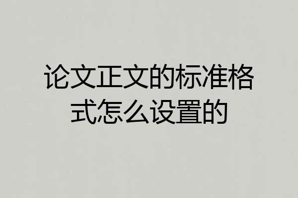 论文正文的标准格式怎么设置的