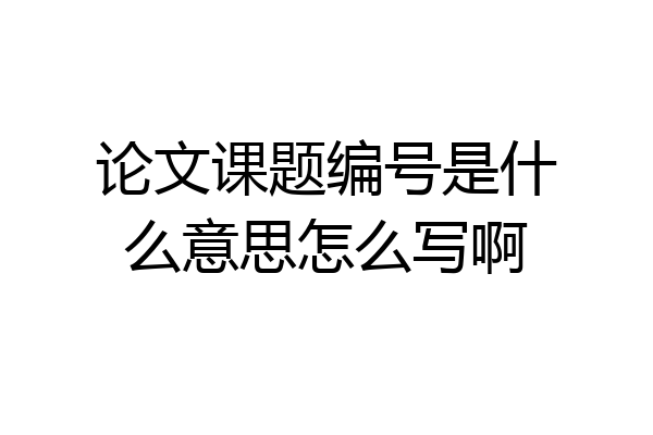论文课题编号是什么意思怎么写啊
