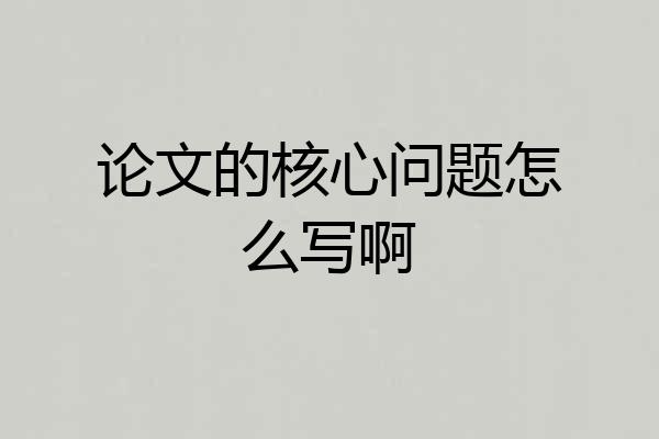 论文的核心问题怎么写啊