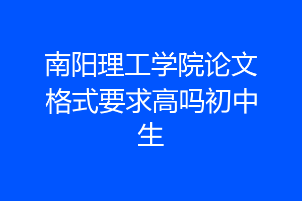南阳理工学院论文格式要求高吗初中生