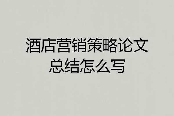 酒店营销策略论文总结怎么写