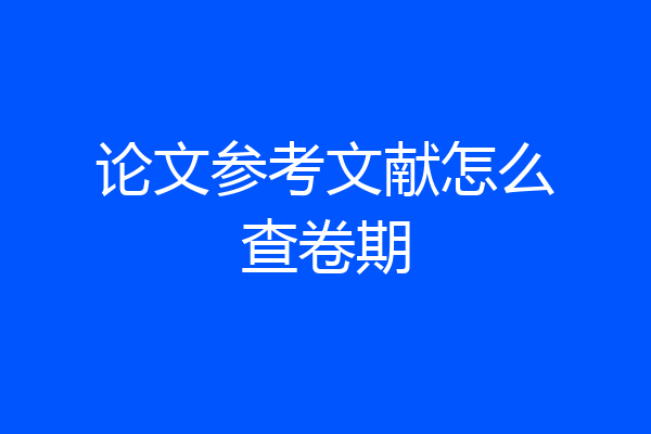 论文参考文献怎么查卷期