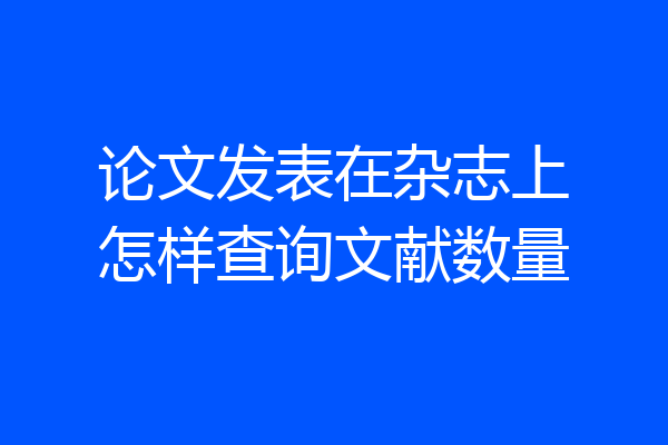 论文发表在杂志上怎样查询文献数量