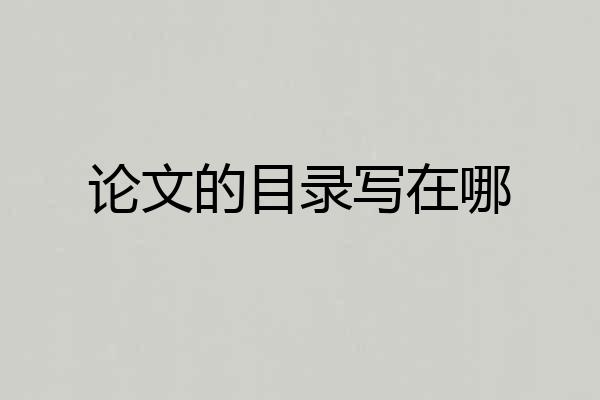 论文的目录写在哪