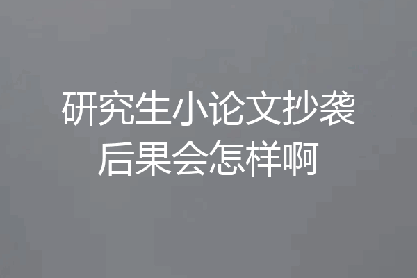 研究生小论文抄袭后果会怎样啊