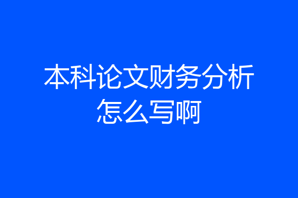 本科论文财务分析怎么写啊