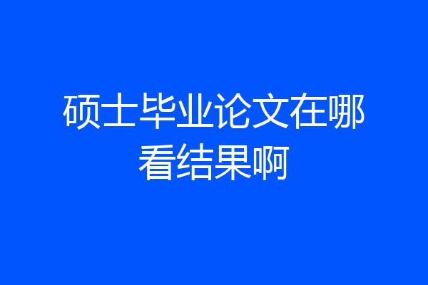 硕士毕业论文在哪看结果啊