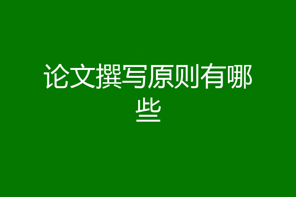 论文撰写原则有哪些