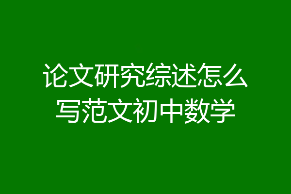 论文研究综述怎么写范文初中数学