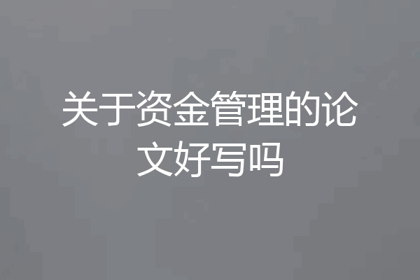 关于资金管理的论文好写吗