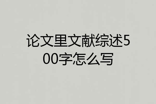论文里文献综述500字怎么写