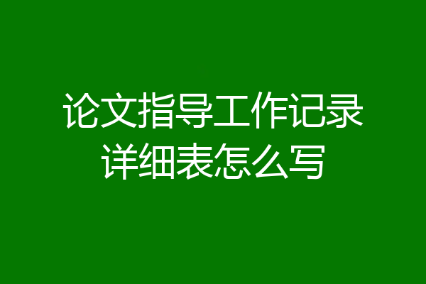 论文指导工作记录详细表怎么写