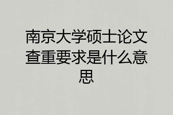 南京大学硕士论文查重要求是什么意思