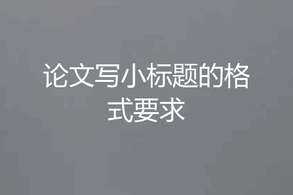 论文写小标题的格式要求