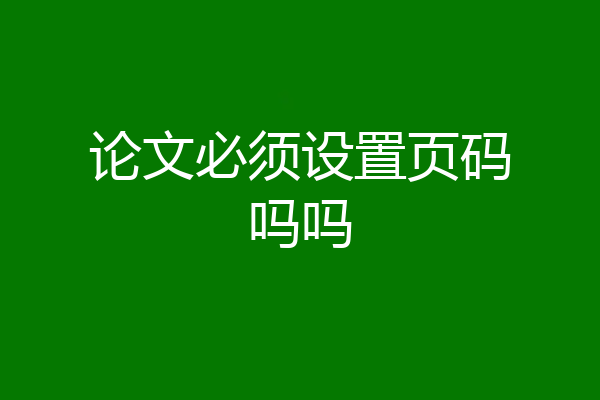 论文必须设置页码吗吗