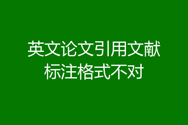 英文论文引用文献标注格式不对