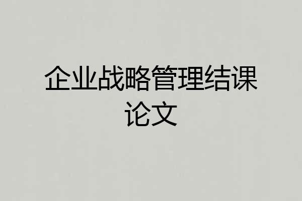 企业战略管理结课论文
