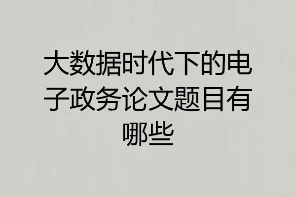 大数据时代下的电子政务论文题目有哪些