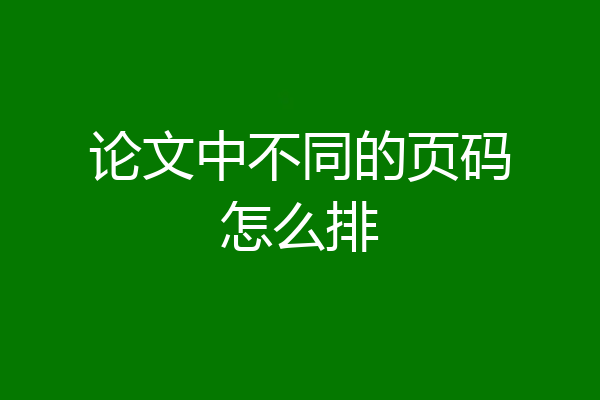 论文中不同的页码怎么排