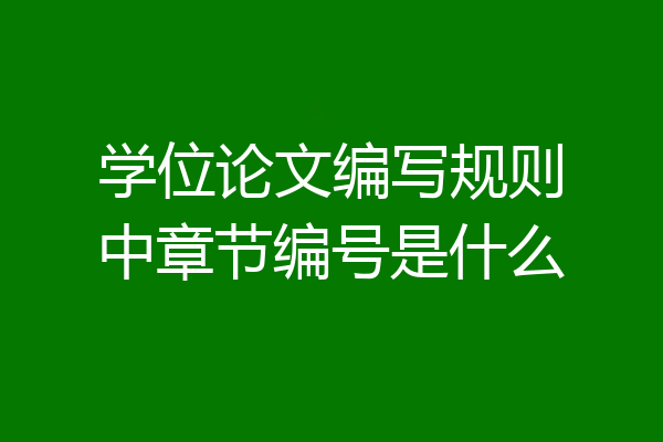 学位论文编写规则中章节编号是什么