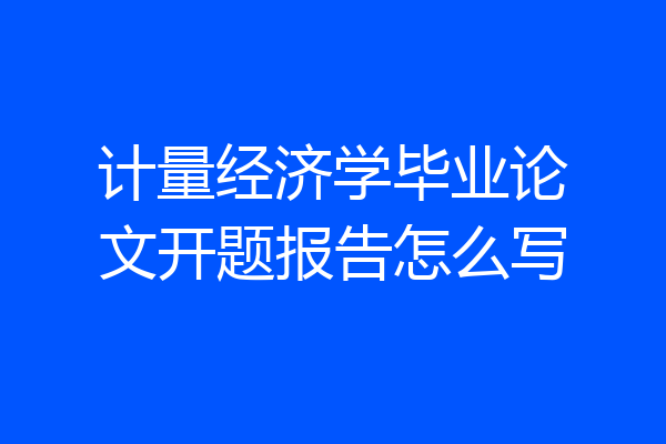 计量经济学毕业论文开题报告怎么写