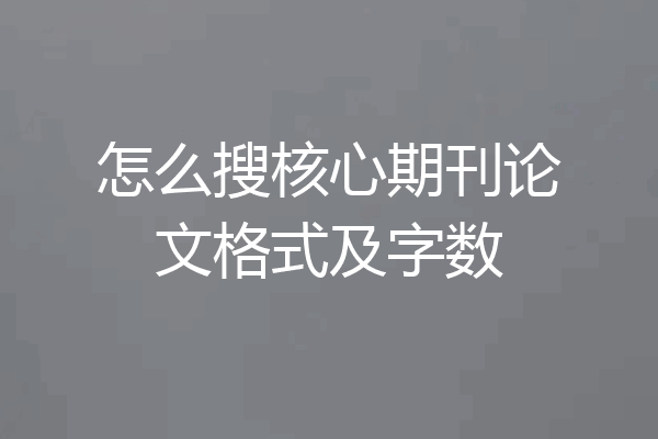 怎么搜核心期刊论文格式及字数