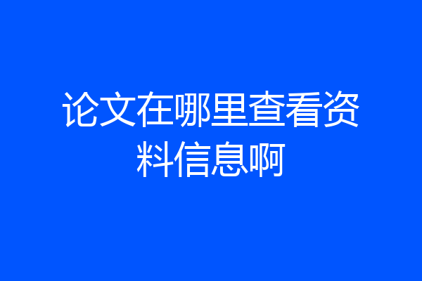 论文在哪里查看资料信息啊