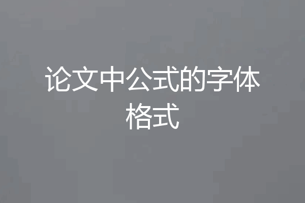 论文中公式的字体格式