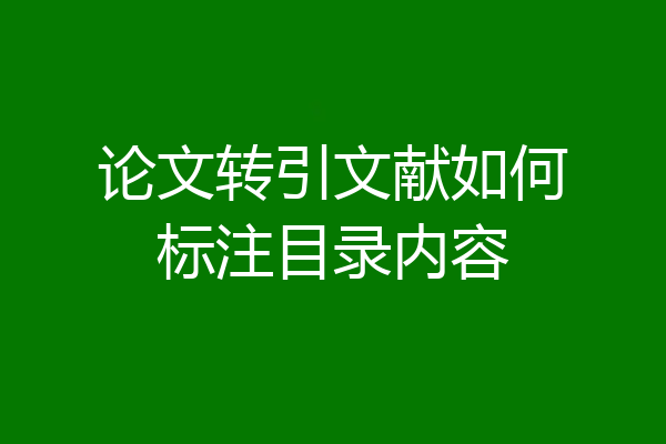 论文转引文献如何标注目录内容