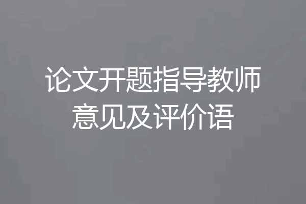 论文开题指导教师意见及评价语