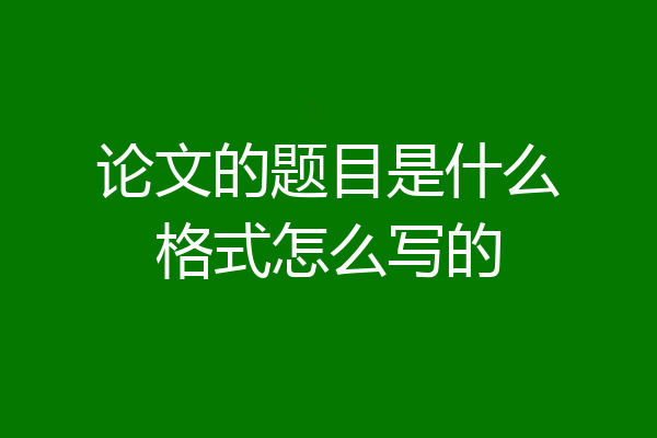 论文的题目是什么格式怎么写的