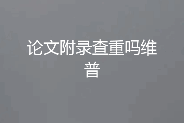 论文附录查重吗维普