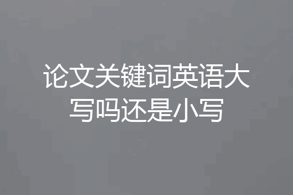 论文关键词英语大写吗还是小写