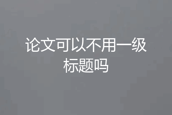 论文可以不用一级标题吗