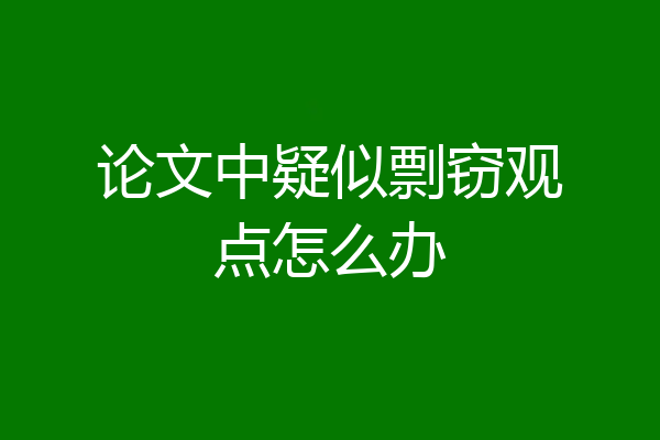 论文中疑似剽窃观点怎么办