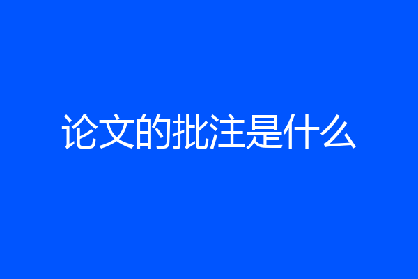 论文的批注是什么
