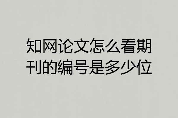 知网论文怎么看期刊的编号是多少位
