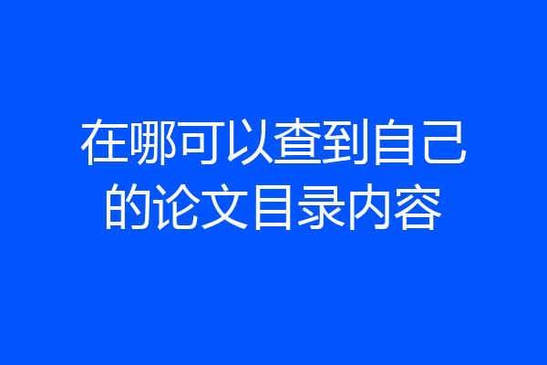 在哪可以查到自己的论文目录内容