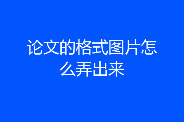 论文的格式图片怎么弄出来