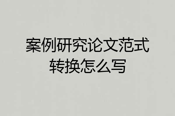 案例研究论文范式转换怎么写