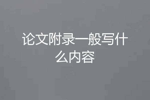 论文附录一般写什么内容