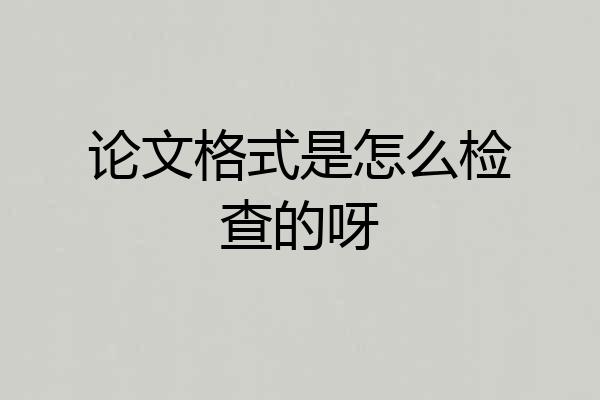 论文格式是怎么检查的呀
