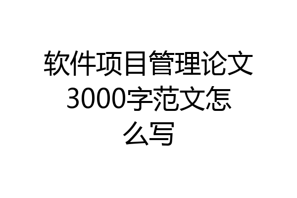 软件项目管理论文3000字范文怎么写