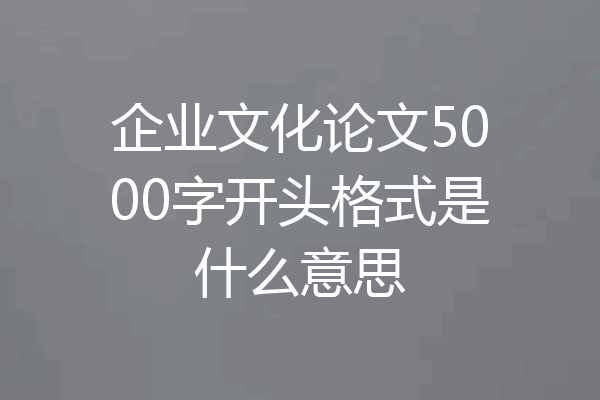 企业文化论文5000字开头格式是什么意思
