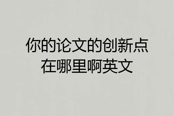 你的论文的创新点在哪里啊英文