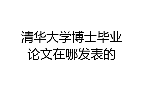 清华大学博士毕业论文在哪发表的