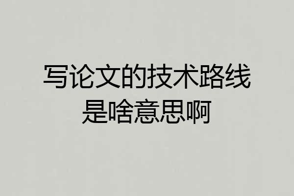 写论文的技术路线是啥意思啊