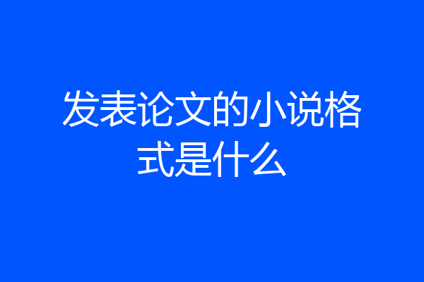 发表论文的小说格式是什么