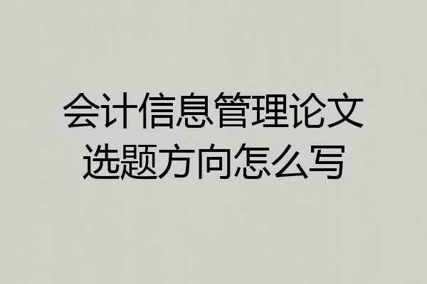 会计信息管理论文选题方向怎么写