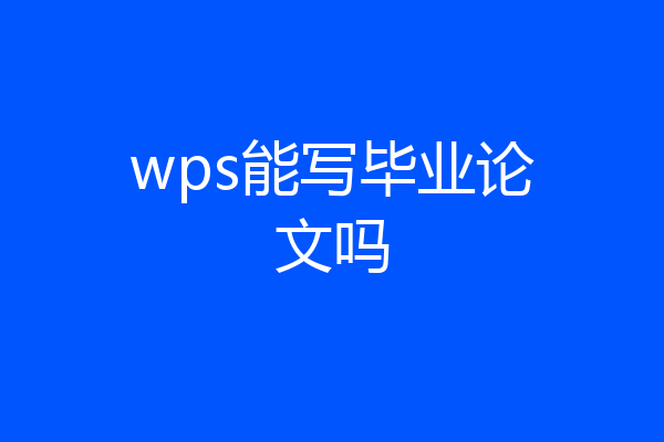 wps能写毕业论文吗